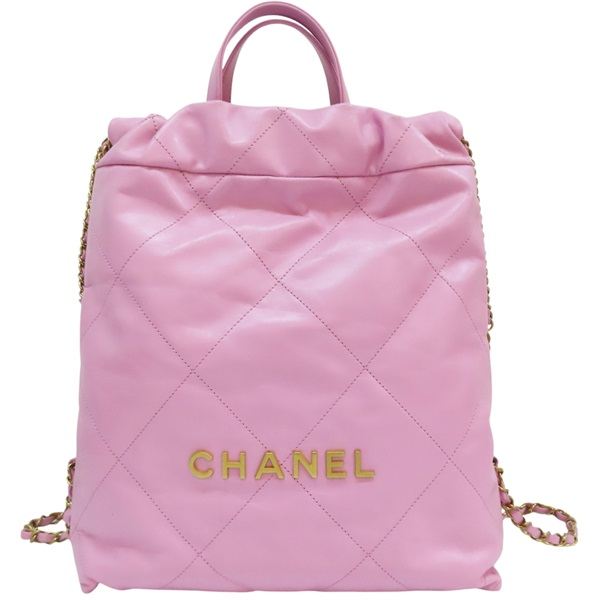 CHANEL 22粉色後背包 中山店